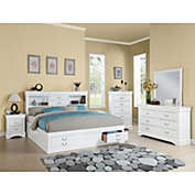 Saltoro Sherpi Luxurious And Stylish Queen Size Bed With Storage, White-