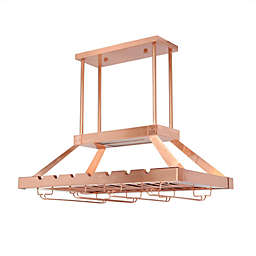 Elegant Designs 2 Light LED Overhead Wine Rack, Copper
