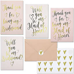 Juvale Bridesmaid Proposal and Thank You Cards with Envelopes, Stickers (4x6, 24 Pack)