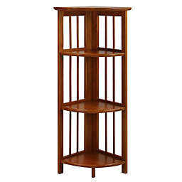 Casual Home 4-Shelf Corner Folding Bookcase-Honey Oak
