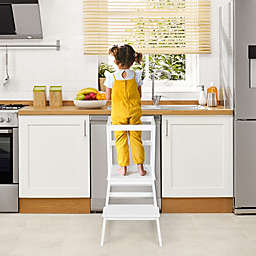 Costway Kids Kitchen Step Stool Standing Tower 2-Step Ladder w/Safety Railings
