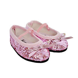 MBD 18 Inch Doll Shoes- Pink Sparkle Ballet Flats