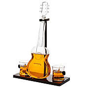 Guitar Whiskey Decanter, Mahogany Base - The Wine Savant 1000 ML Glass Decanter 14" H For Whiskey, Scotch, Spirits, Wine Or Vodka For Music Lovers and Guitar Players