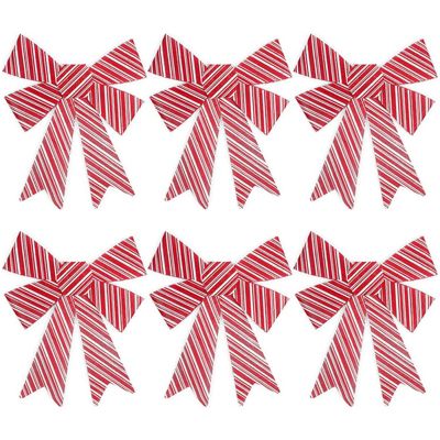 Farmlyn Creek Bows for Gift Wrapping, White and Red Striped Bow (11 x 15 in, 6 Pack)