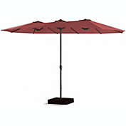 Ulax Furniture 15 FT Outdoor Umbrella Double-Sided Patio Market Umbrella with Base