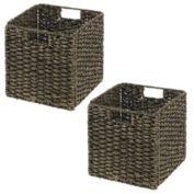 mDesign Woven Seagrass Home Storage Basket for Cube Furniture, 2 Pack