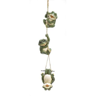 Zingz & Thingz 8.75" Green and White Frolicking Frogs Hanging Decor