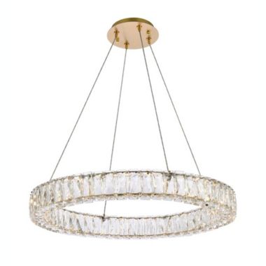 Elegant Lighting Home Decorative Monroe 26 inch LED round single pendant - Gold. View a larger version of this product image.