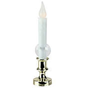 Northlight 8.5" Pre-Lit White and Gold LED Flickering Window Christmas Candle Lamp