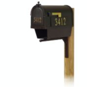 Special Lite Products Berkshire Curbside Mailbox with Front and Side Address Numbers, Newspaper tube and Ashley front single mailbox mounting bracket
