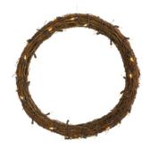 HomPlanti 22" Vine Wreath with 50 Warm White LED Lights