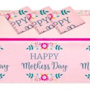 Sparkle and Bash Happy Mother's Day Party Decorations, Plastic Tablecloths (54 x 108 In, 3 Pack)