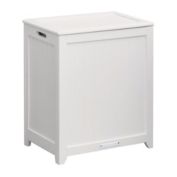 Oceanstar Rectangular Laundry Wood Hamper - White
