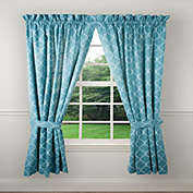 Ellis Curtain Trellis 2-Panels Unlined Stylish Window Curtain Tailored Pair with Ties - 82x63 Teal
