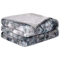 PiccoCasa Soft Faux Fur Blanket Twin Size - Reversible Tie-dye Luxury Shaggy  Rectangle Throw Blanket for Sofa, Couch and Bed - Plush Fluffy Fleece Blankets As Gifts 60 x 77 Inch, Gray
