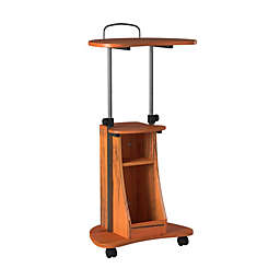 Techni Mobili. Rolling Adjustable Height Laptop Cart With Storage. Color: Woodgrain.