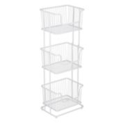 mDesign Tall Standing Bathroom Shelf Holder Rack - 3 Metal Wire Baskets