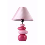 Simple Designs Contemporary Table Lamp with Stacked Stone Ceramic Base and Fabric Shade - Pink