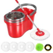 Ofc HAPINNEX Spin Mop and Bucket with Wringer Set - for Home Kitchen Floor Cleaning - Wet/Dry Usage on Hardwood & Tile - Upgraded Self-Balanced Easy Press System with 2 Washable Microfiber Mops Heads