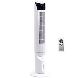 HOMCOM Ice Cooling Tower Fan, Water Conditioner Evaporative Air Cooler Unit with 4 Modes, 3 Speed, Remote Control, Timer, Oscillating for Home Bedroom, White