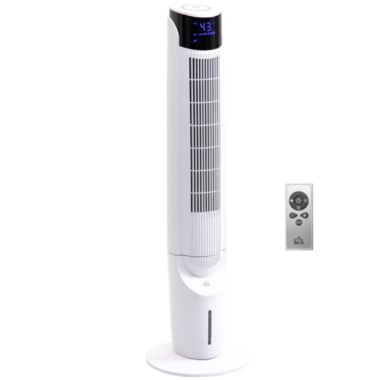 HOMCOM Ice Cooling Tower Fan, Water Conditioner Evaporative Air Cooler Unit with 4 Modes, 3 Speed, Remote Control, Timer, Oscillating for Home Bedroom, White. View a larger version of this product image.