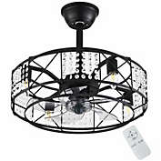 Stock Preferred Enclosed Ceiling Fan Light Remote 3 Speeds in 20inch Black