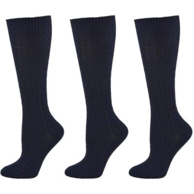 Sierra Socks Women's Classic Cable Knit Cotton Knee High Socks 3 Pair Pack