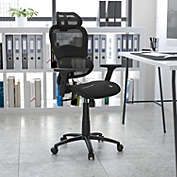 Flash Furniture  Ergonomic Mesh Office Chair with 2-to-1 Synchro-Tilt, Adjustable Headrest, Lumbar Support, and Adjustable Pivot Arms in Black