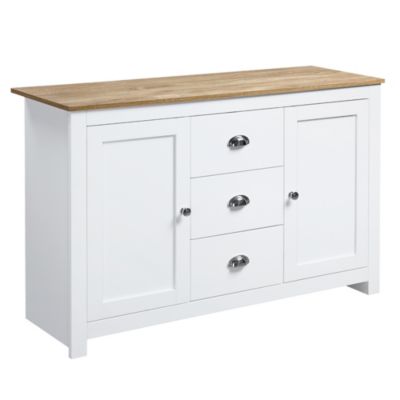HOMCOM Kitchen Sideboard with Adjustable Shelves, Buffet Server Cabinet Console Table with 3 Drawers, White