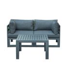 Alternate image 0 for LeisureMod Chelsea 3-Piece Sectional Loveseat and Coffee Table Set Black Aluminum with Cushions - Black