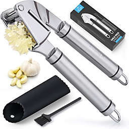 Zulay Kitchen Garlic Mincer with Silicone Roller Peeler