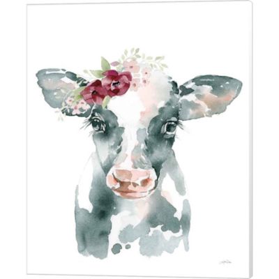 Great Art Now Floral Cow by Katrina Pete 16-Inch x 20-Inch Canvas Wall Art