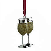 Northlight 3.25" Gold and Silver Plated Glitter Wine Glasses Christmas Ornament