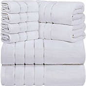Utopia Towels 8-Piece Bath Linen Sets Viscose Stripe 600 GSM Ring Spun Cotton Towel, White