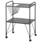 mDesign Steel 2-Tier Rolling Utility Cart with Wire Storage Basket - Matte Black