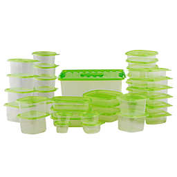 Lexi Home Airtight Food Storage Plastic Containers - 76 PC Set with Green Lids