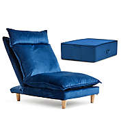 Contemporary Home Living 32" Blue Solid Floor Recliner Sofa with Stool