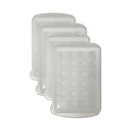 4 Pack Easily Pops Out 24 Compartments Ice Cube Tray with Lid (White)