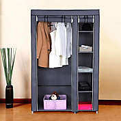 Infinity Merch 67" Portable Closet Wardrobe with Non-woven Fabric and Hanging Rod in Grey