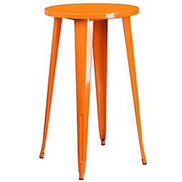 Flash Furniture 24'' Round Orange Metal Indoor-Outdoor Bar Height Table