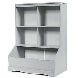 Slickblue 3-Tier Children's Multi-Functional Bookcase Toy Storage Bin Floor Cabinet-Gray