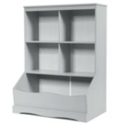 Slickblue 3-Tier Children's Multi-Functional Bookcase Toy Storage Bin Floor Cabinet-Gray