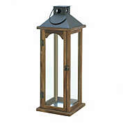 Gallery of Light Large Simple Metal Top Wooden Lantern