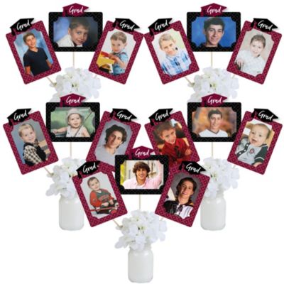 Big Dot of Happiness Maroon Grad - Best is Yet to Come - Graduation Party Picture Centerpiece Sticks - Photo Table Toppers - 15 Pieces