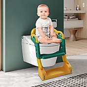 Infinity Merch Foldable Potty Training Seat with Ladder for 1-10 Years Boys & Girls Green/Yellow