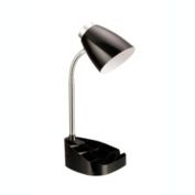 LimeLights Gooseneck Organizer Desk Lamp with iPad Tablet Stand Book Holder, Black