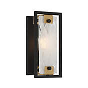 Savoy House 9-1697-1-143 Hayward 1-Light Wall Sconce in Matte Black with Warm Brass Accents (6" W x 12"H)