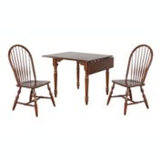 Besthom Andrews 3-Piece Rectangular Wood Top Antique White And Distressed Chestnut Brown Dining Set With Expandable Drop Leaf Table And Spindle Back Chairs