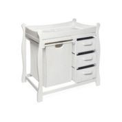 Badger Basket Co. White Sleigh Style Changing Table with Hamper/3 Baskets