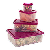 Laptop Lunches Leakproof Portion Control Lunch Containers - Reusable Meal Prep Containers, No BPA - Set of 4 (Raspberry)
